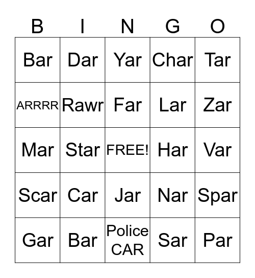 ARRRRR Bingo Card