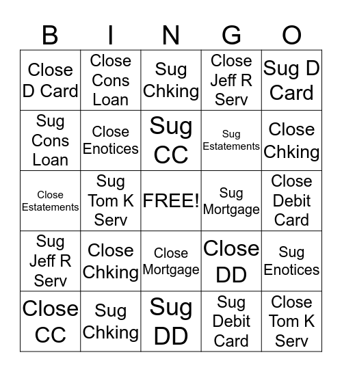 October X-Sales Bingo Card