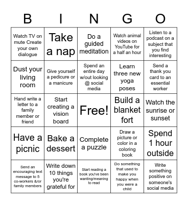 Training Team Fun Bingo Card