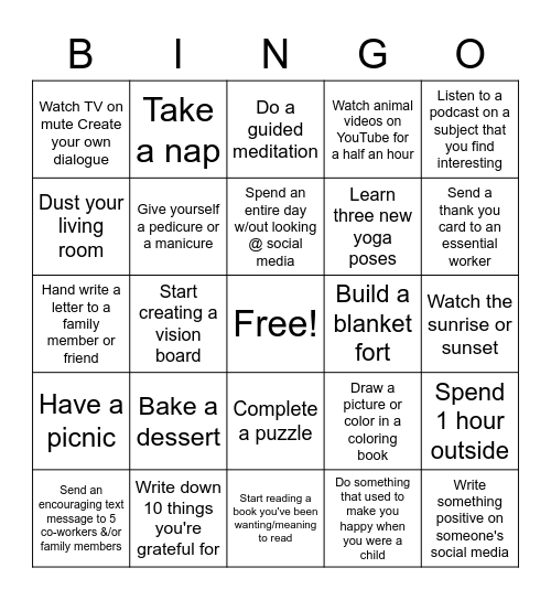 Training Team Fun Bingo Card