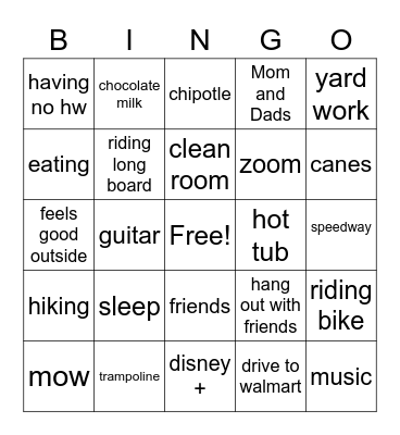 Untitled Bingo Card