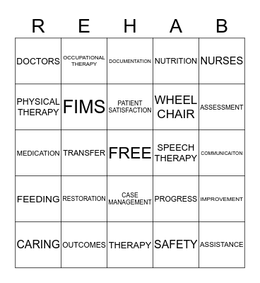 REHAB BINGO Card