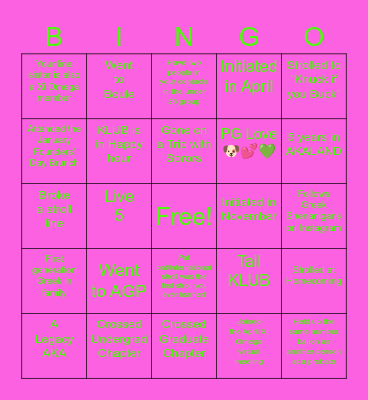 AKA -UNDER 35 Group BINGO EDITION Bingo Card