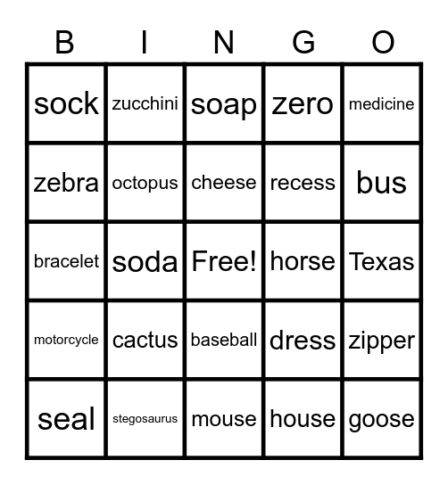 Jackson S Bingo Card