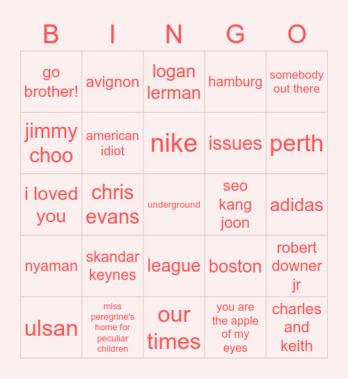 jisal's bingo Card
