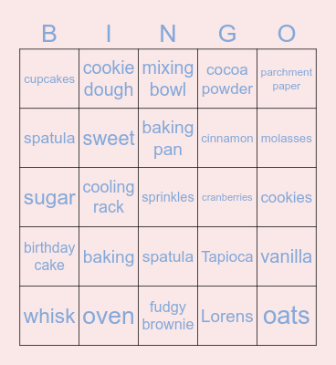 Sweet Loren's #QuarantineBaking Bingo LIVE 5/1/2020 Bingo Card