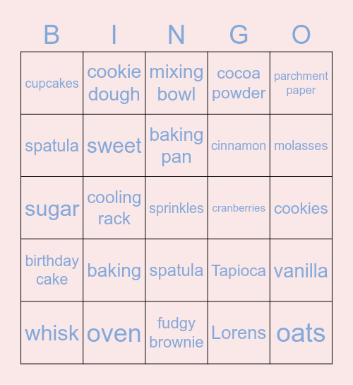 Sweet Loren's #QuarantineBaking Bingo LIVE 5/1/2020 Bingo Card