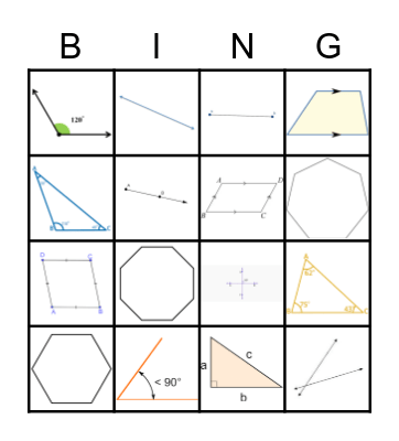 Geometry Bingo Card