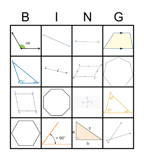 Geometry Bingo Card