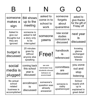 Party Bus Bingo Card