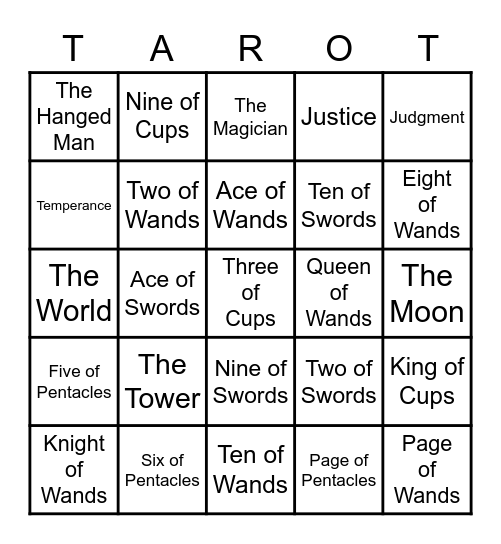 Tarot raffle Bingo Card