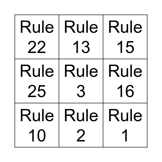 Code Duello Bingo! Bingo Card
