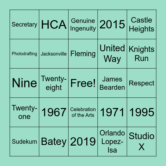Gresham Smith Trivia Bingo Card