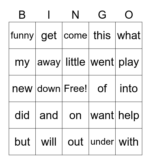 Sight Words 3 Bingo Card