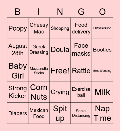 Baby Fox Bingo Card