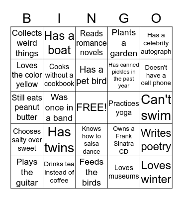 People Bingo Card