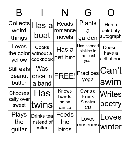 People Bingo Card