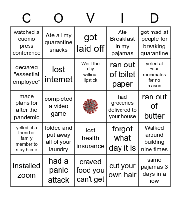 SOCIAL DISTANCING BINGO Card