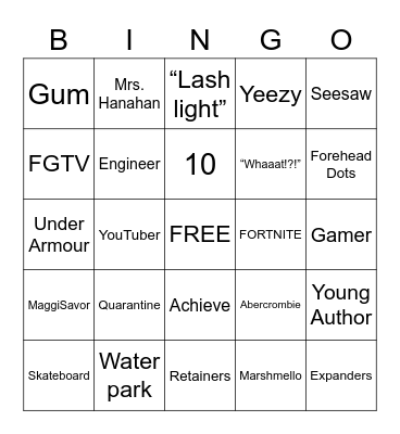 JOHANN 10 Bingo Card