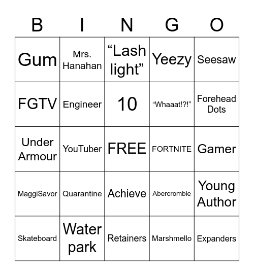 JOHANN 10 Bingo Card