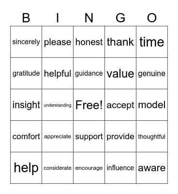 EMPATHY BINGO Card