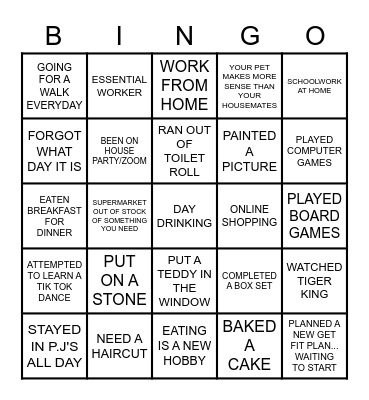 LOCKDOWN BINGO Card