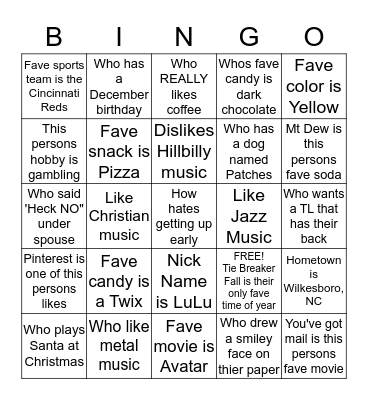 Get to Know Your Classmates Bingo Card