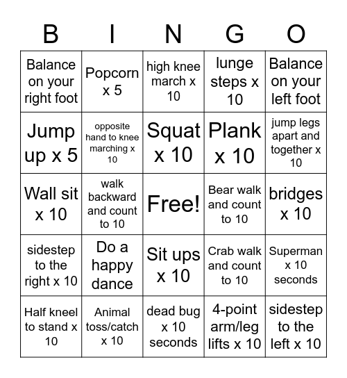 Declan's BINGO Board! Bingo Card