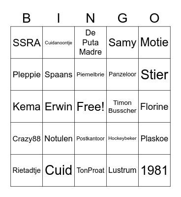 Cuidado Bingo Card