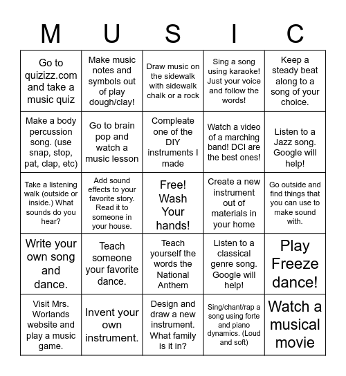 SW Music Bingo Week 5/6 Bingo Card