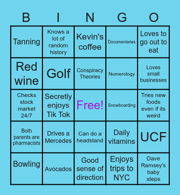 Paul Gresh Bingo Card