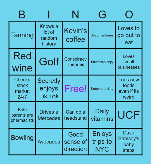 Paul Gresh Bingo Card