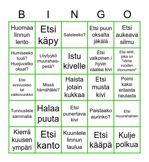 Kevättä metsässä Bingo Card