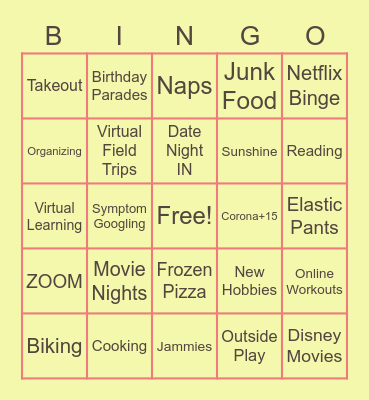 Stay at Home BINGO Card