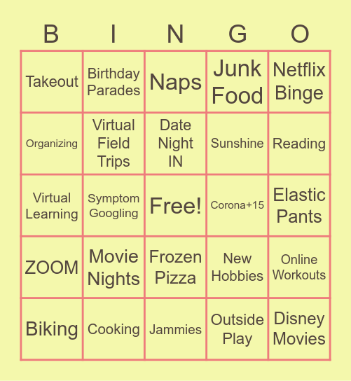 Stay at Home BINGO Card