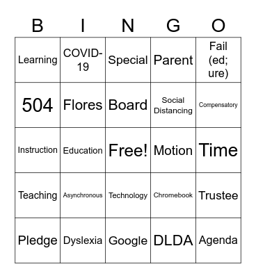 Board Time Bingo Card