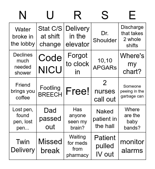 Happy Nurses' Week Bingo Card