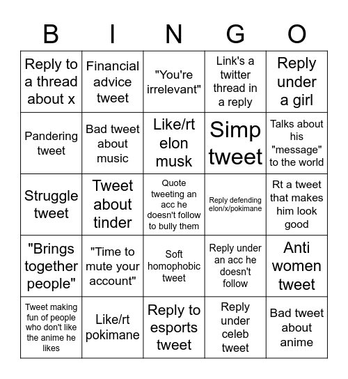 Isaak's Twitter Bingo Card
