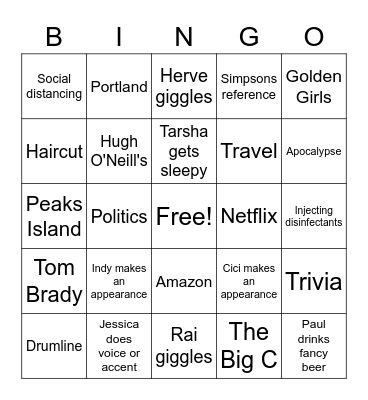 Jude and the Obscures Bingo Card