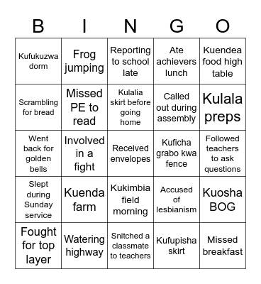 KAMBUI GIRLS Bingo Card