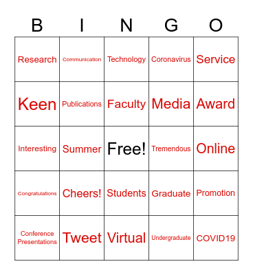 SC&I VIRTUAL HONORS DAY Bingo Card