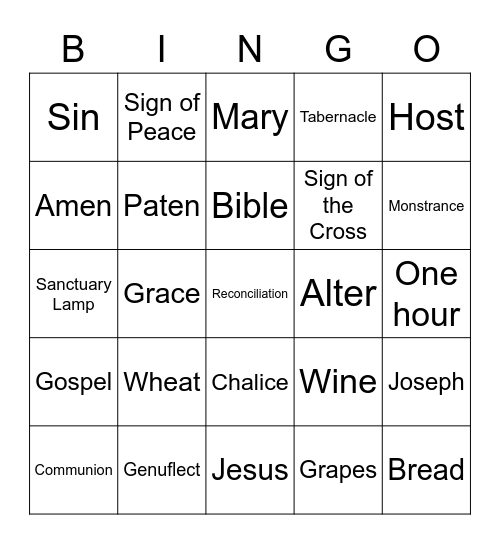 Jesus Bingo Card