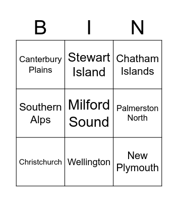 Placenames English Bingo Card