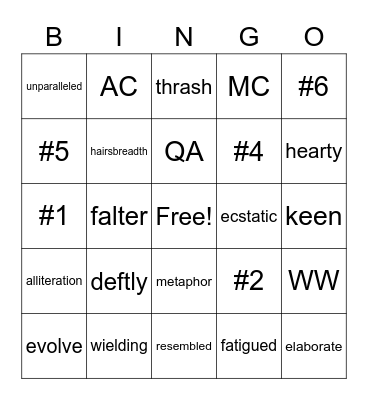 4Q Test Review Bingo Card