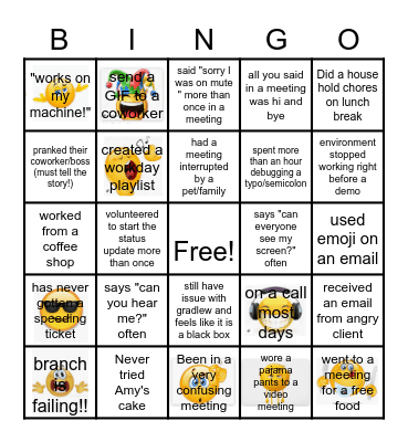 SAG team Bingo Game Bingo Card