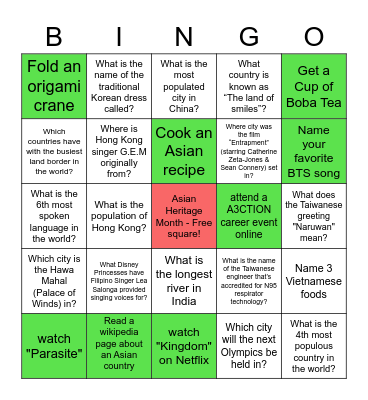 Sample Bingo Card Bingo Card