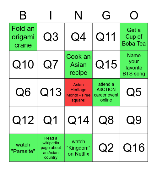 Sample Bingo Card Bingo Card