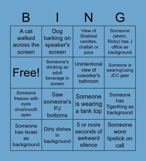 Mayerson JCC Bingo Card