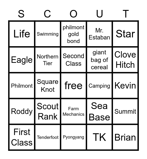 Scouts Bingo Card