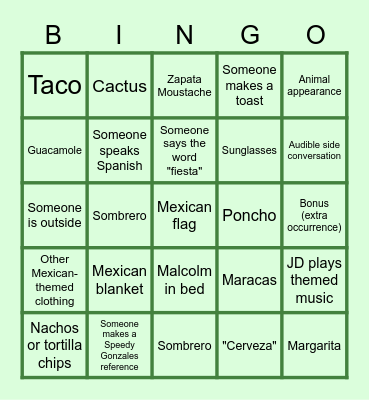 TEST Cinco de Mayo Meeting Bingo Card